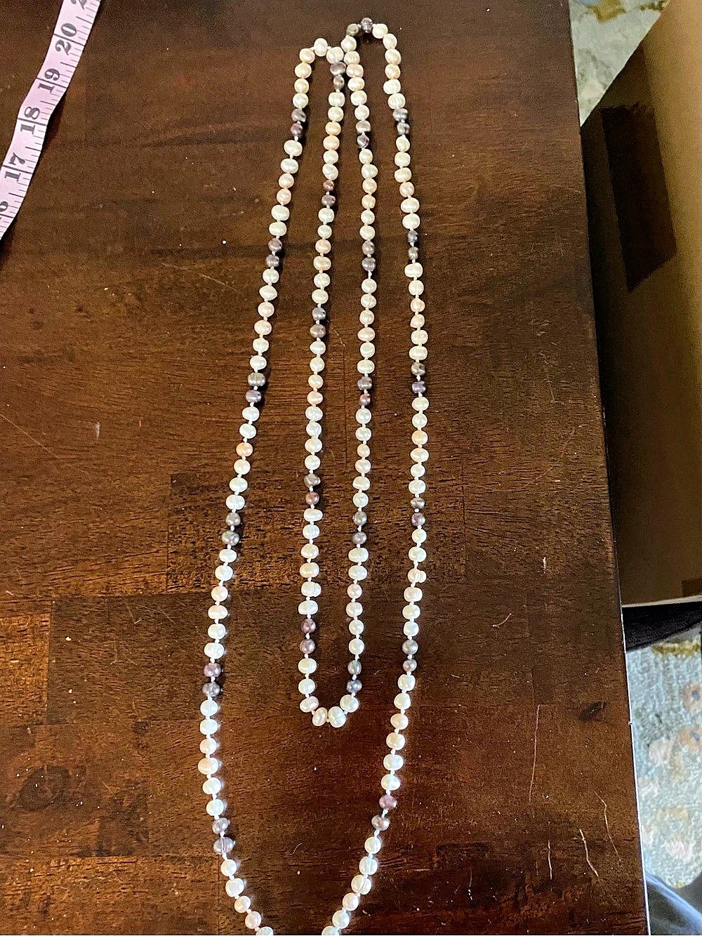 Freshwater Pearl Beaded Necklace White & Purple, new